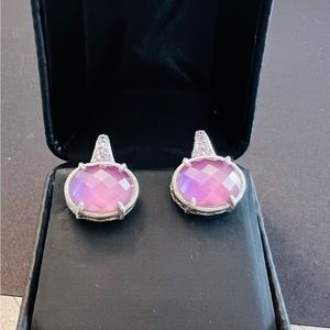 Judith Ripka Pink Topaz Quartz doublet earrings.